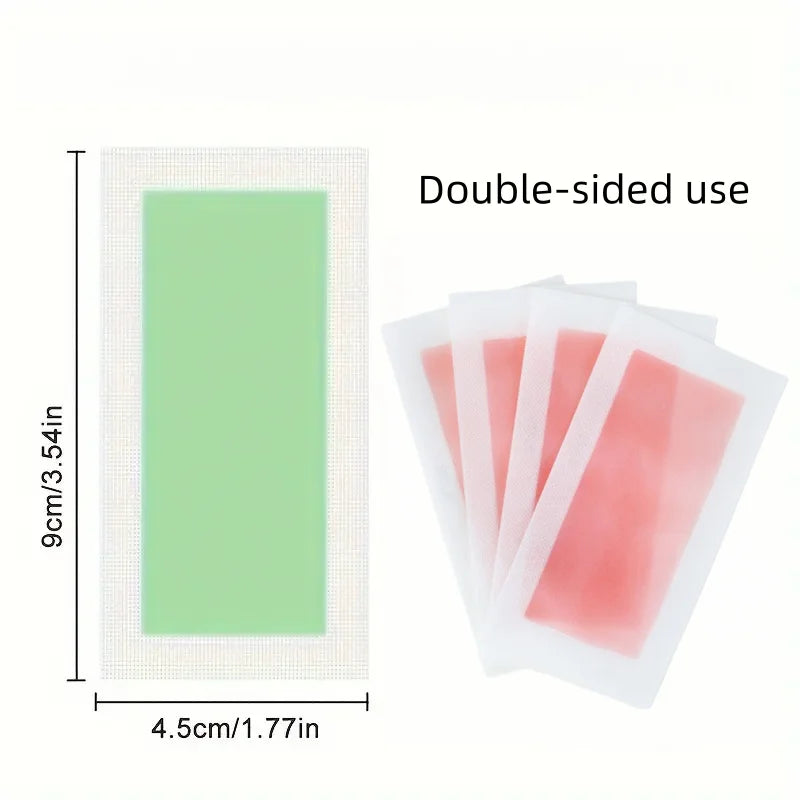 Cold Wax Strips for Hair Removal in Pink or Green, Depilatory Wax Paper with 10, 20 or 100-Piece Pack Options for At-Home Personal Care and Waxing Routines
