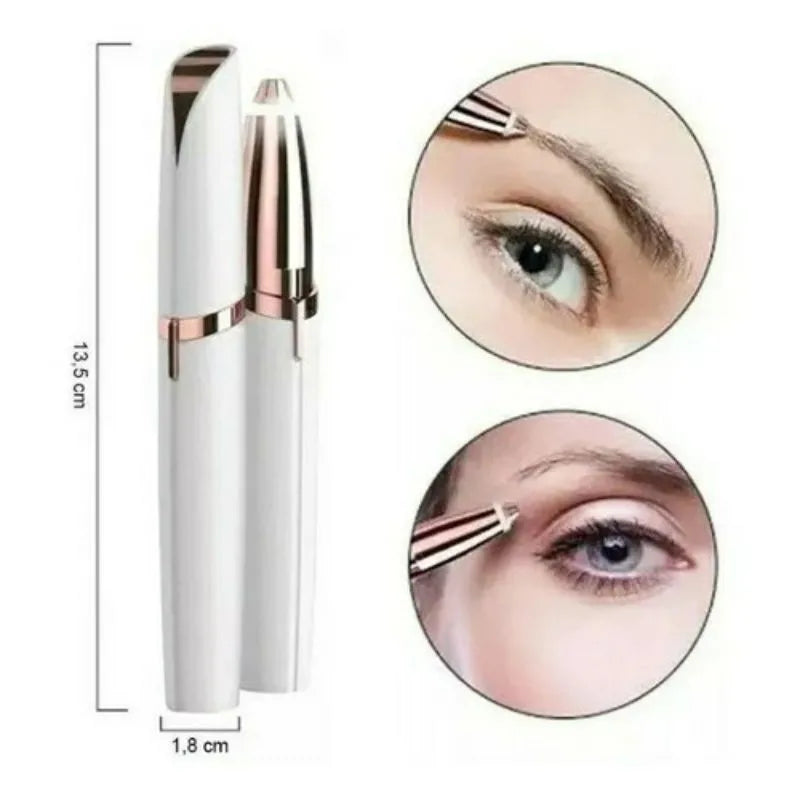 Illuminated Eyebrow Trimmer for Women, White USB Rechargeable Mini Facial Hair Shaver with ABS Body and Charging Cable for Home and Travel Touch-Ups