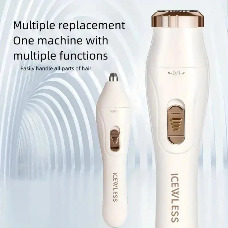 3-in-1 Women's Shaver and Trimmer with USB Charging for Underarm, Eyebrow and Nose Hair Grooming, Green, Pink or White Options for Home Use