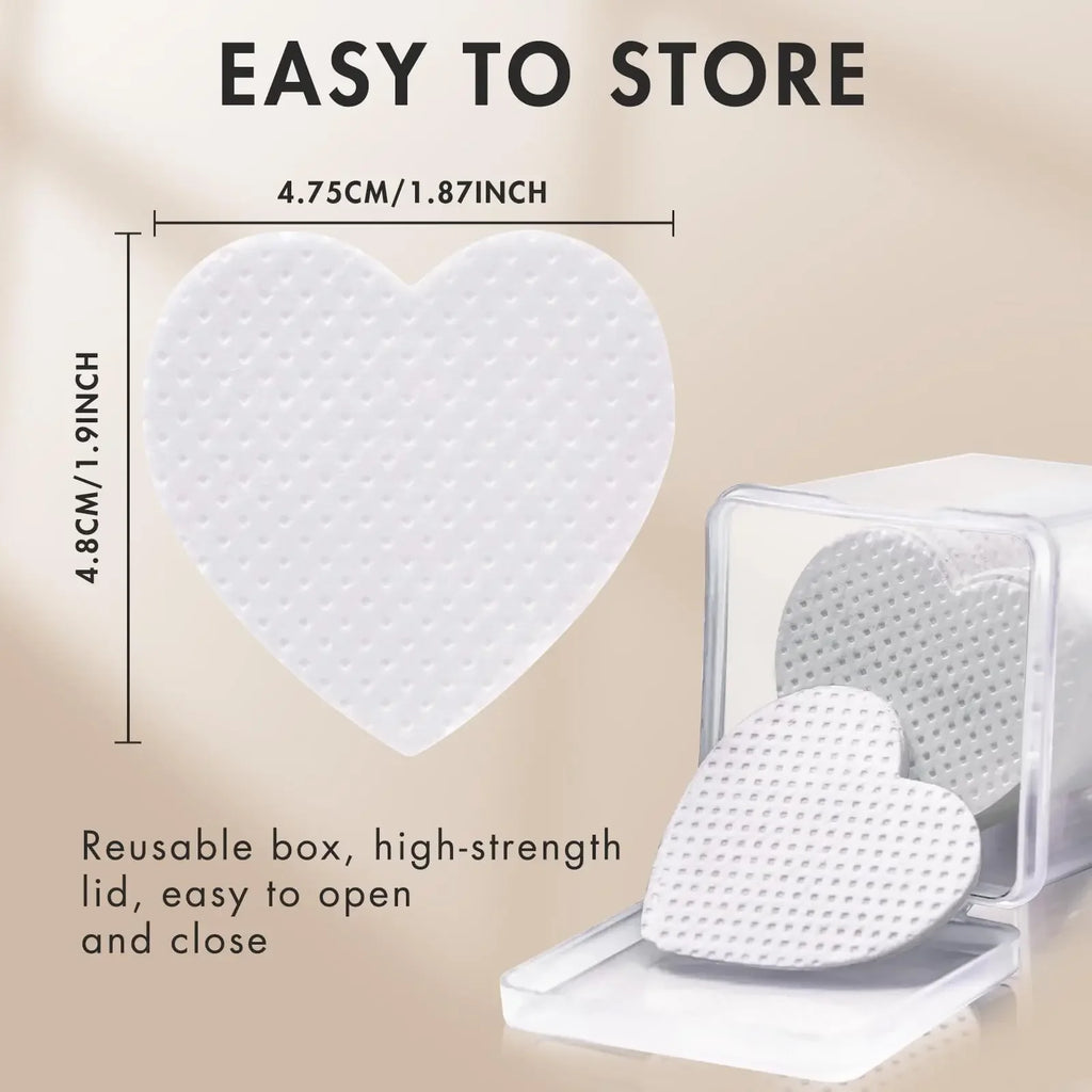 Boxed Nail Cleansing Wipes with Approximately 200 Three-Layer Nonwoven Pads, Heart or Square Shapes in Pink or White for Home and Salon Manicure Prep