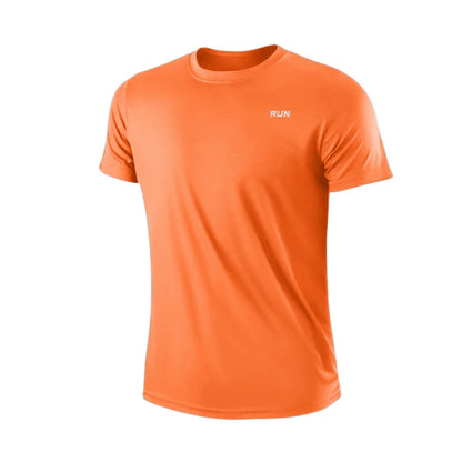 Men's Round Neck Workout T-Shirt with Short Sleeves, Listed Quick-Dry Moisture-Wicking Lightweight Gym and Running Top in Eight Colors, Asian Sizes M to 4XL