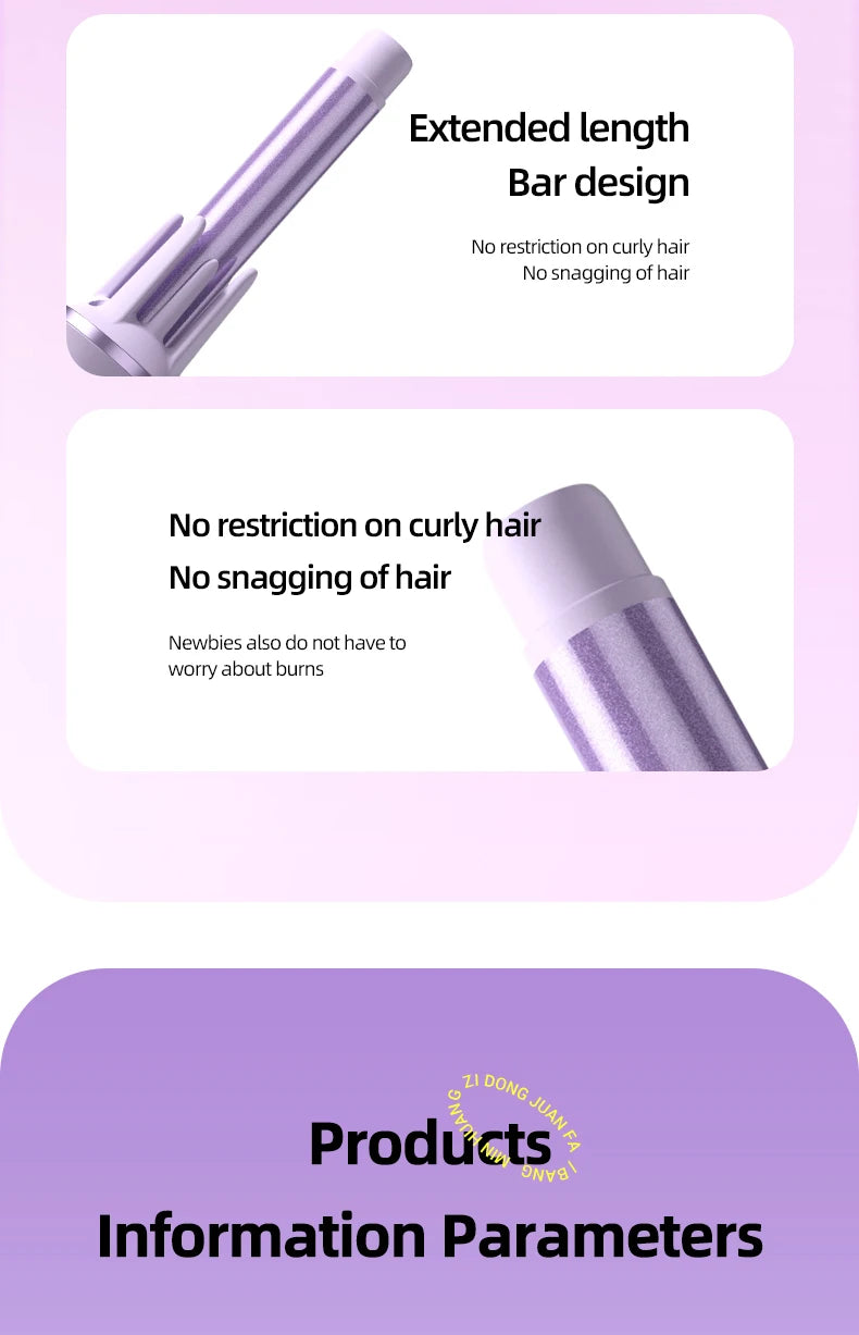 Rotating Automatic Hair Curler with 28mm or 32mm Tourmaline Ceramic Barrel, Fast Heating and Auto Shut-Off for At-Home Curl Styling