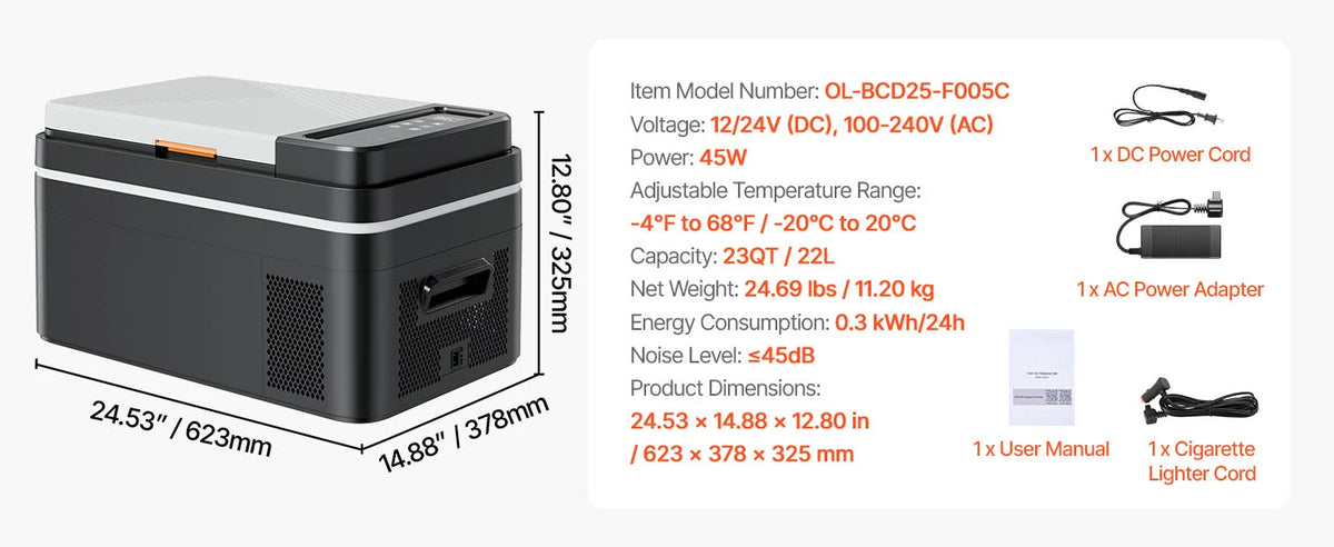 Portable Car Refrigerator by Succebuy, 15L–55L Compressor Cooler with Touch Panel and App Control, ECO and MAX Modes, 12V/24V DC Support for RV Camping and Road Trips