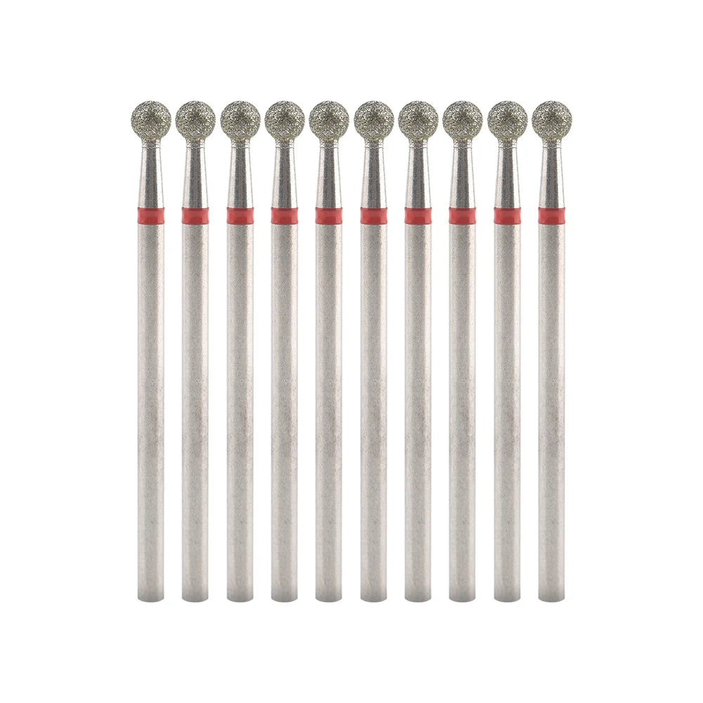Diamond Nail Drill Bits, Listed 10-Piece Milling Accessories with 2.35mm Shanks, A-Series and Grade-Labeled Options for Professional Electric Manicure Filing