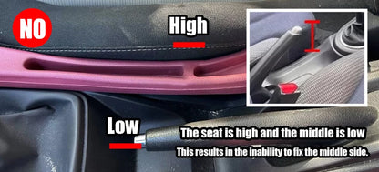 Car Seat Gap Filler Strips, 2-Piece Black Side Seam Inserts for Compatible Seat-to-Console Spaces with Listed Gap Width and Seat Height Fit Requirements