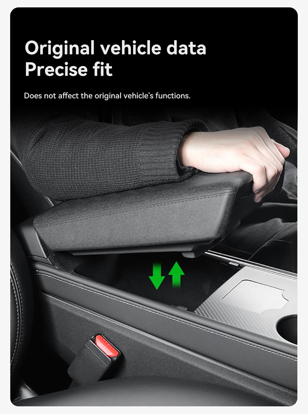 Center Console Armrest Cover with TPE and TPU Material Options, Stripe and Wavy Grain Styling for Select Tesla Model 3 Highland and Model Y Juniper Interiors