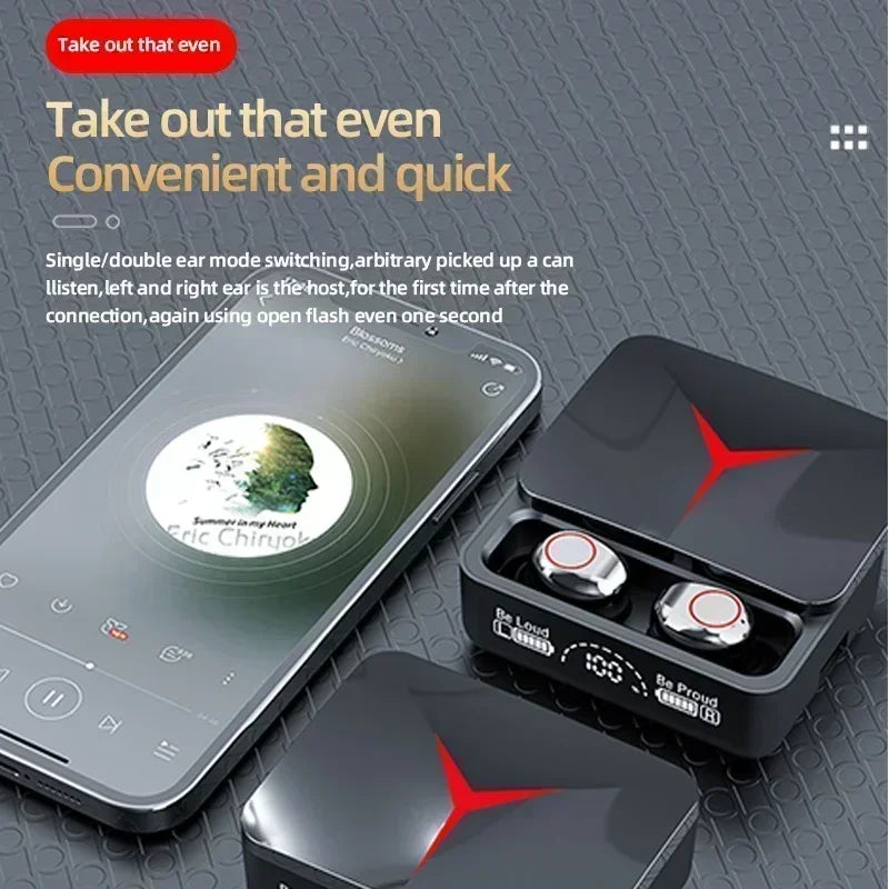 TWS Bluetooth Earbuds with Microphone and Touch Control in Black, Wireless Stereo Earphones for Compatible Smartphone Music, Calls and Everyday Listening