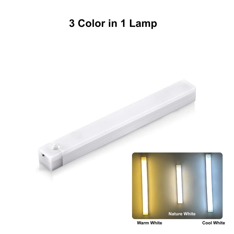 USB Rechargeable Motion Sensor Light Bar with Magnetic Mounting, Cordless LED Cabinet Lamp in 10, 20, 30 or 50cm Lengths with White Lighting Options