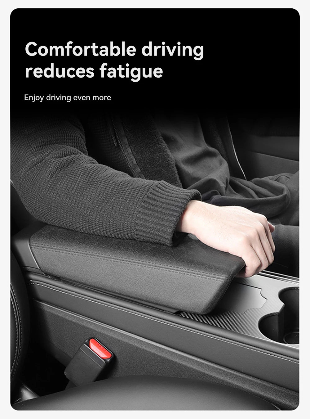 Center Console Armrest Cover with TPE and TPU Material Options, Stripe and Wavy Grain Styling for Select Tesla Model 3 Highland and Model Y Juniper Interiors