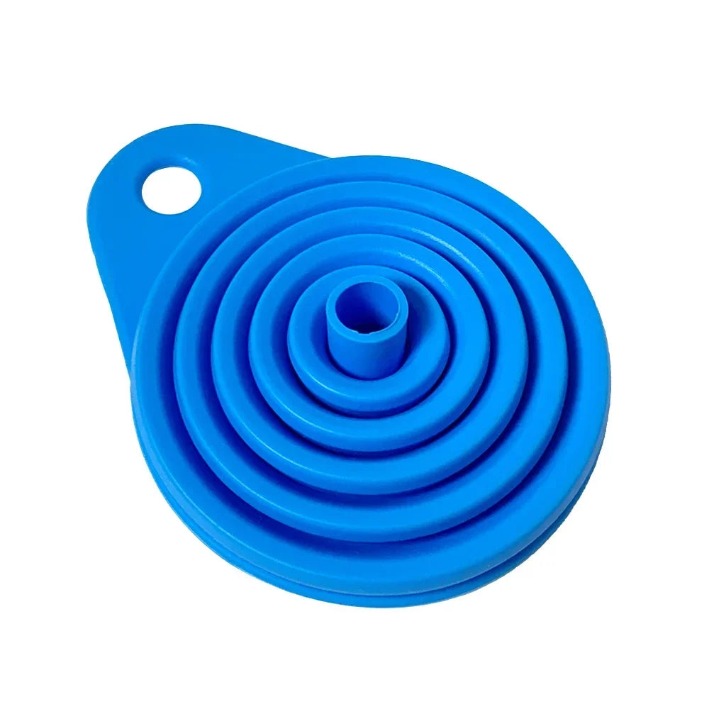 Collapsible Silicone Car Funnel for Compatible Liquid Transfer, Small 6cm or Large 8.5cm Width with 1, 2 or 4-Piece Choices and Foldable Garage Storage Design