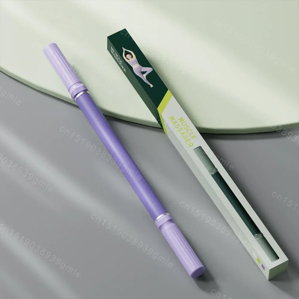 Yoga Fascia Massage Stick, 57cm Extended Handheld Muscle Roller in Green or Purple for Adult Fitness and Gentle Leg Massage Routines at Home