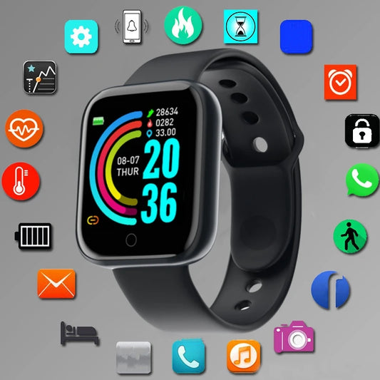 USB Charging Smart Watch with Step Counter, Music Control and Circular Touch Button, Soft Silicone Fitness Bracelet in Black, Pink, White or Silver