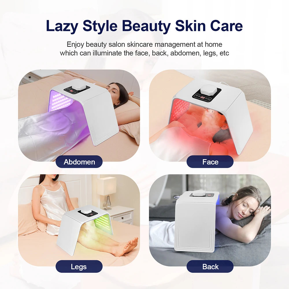 LED Facial Light Machine with Nano Spray, Seven Color Settings and 140 LEDs, 24W ABS Beauty Device with Adapter, Eye Protection and Four Plug Options