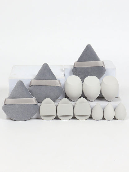 12-Piece Makeup Sponge and Powder Puff Set with Mini Air Cushion Puff and Beauty Egg References, 18 Color and Style Labels for Adult Cosmetic Application