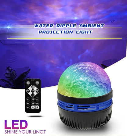 USB Galaxy Projector Light with Starry Sky, Aurora, Water Wave or Crystal Style Options, Decorative Bedroom and Party Lighting with Select Remote Versions