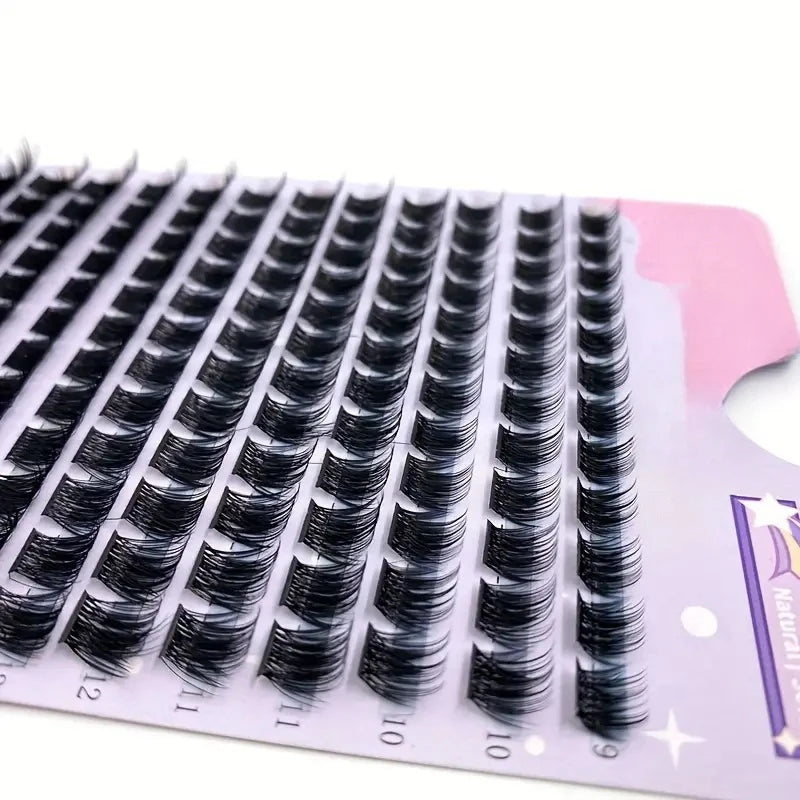 C Curl Wispy Cluster Lashes, Reusable Fluffy Individual False Eyelashes with Listed 9–16mm Mixed Lengths for Natural-Looking DIY Makeup Styling
