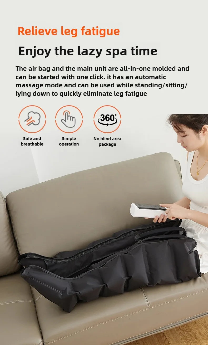 Air Wave Compression Leg Massager with Zipper Design, Three Listed Modes and Intensity Levels in Basic, Lengthen or Lengthen Type-C Options for Adult Relaxation