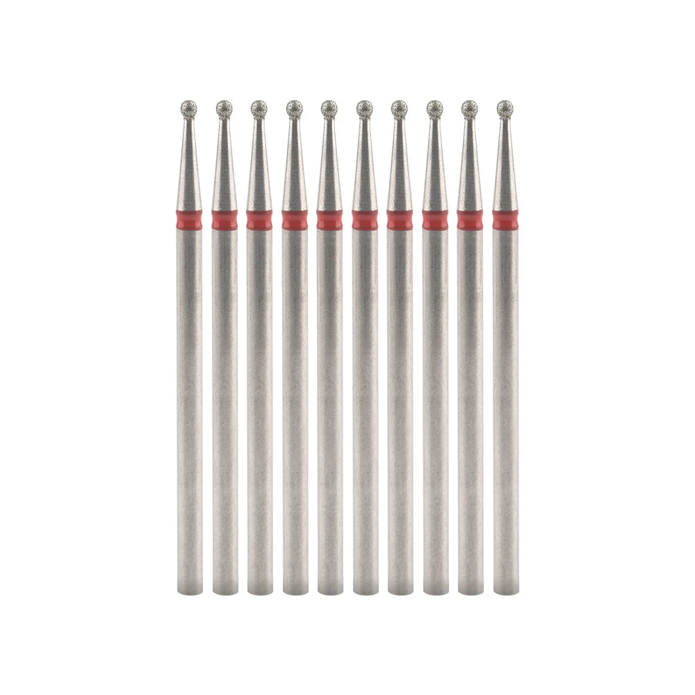 Diamond Nail Drill Bits, Listed 10-Piece Milling Accessories with 2.35mm Shanks, A-Series and Grade-Labeled Options for Professional Electric Manicure Filing