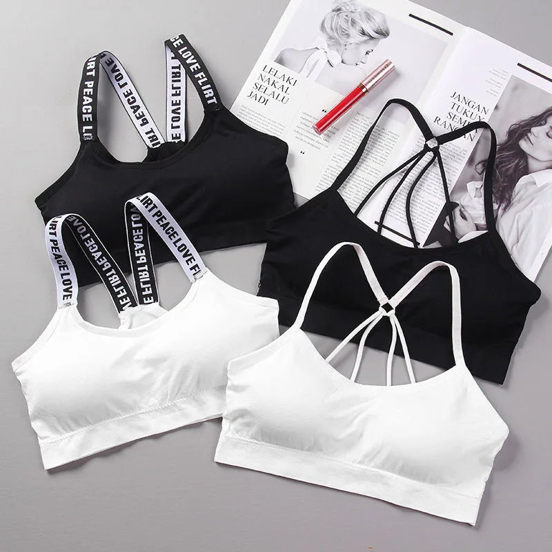 Longline Sports Bra with Crisscross Back Straps for Women, Nylon One-Size Activewear Top in Black or White 7008 and 7009 Options for Yoga and Pilates