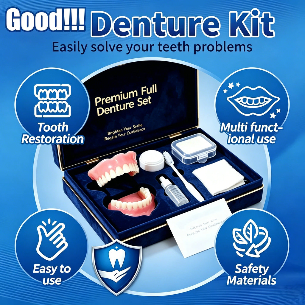 2026 NEW Natural-Looking Silicone Full Denture Set (Upper & Lower) – Soft, Comfortable Fit for Daily Oral Care, for Men & Women