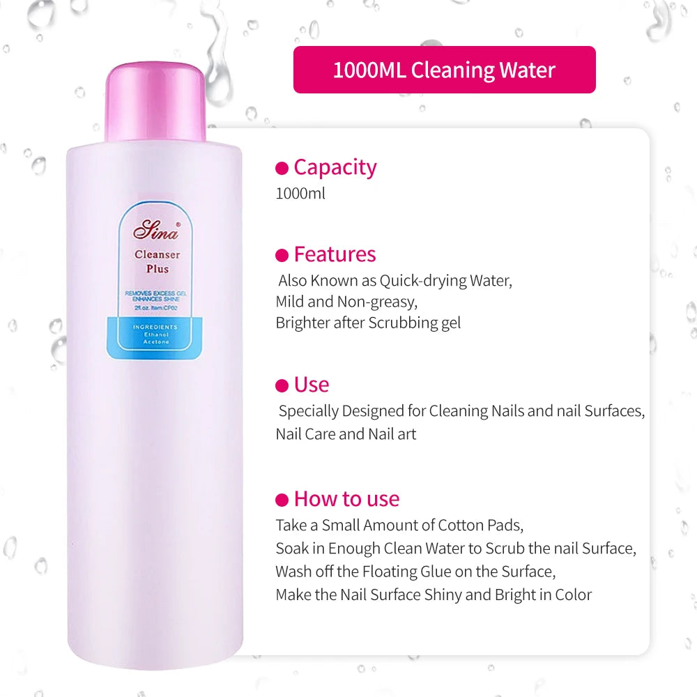 Nail Care Liquid Options with Listed 1000ml Reference, Gel Remover, Polish Remover, Nail Surface Cleaner or Brush Cleaner for Adult Manicure Supplies