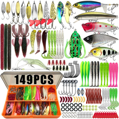 Fishing Lure Kit for Trout, Pike and Bass, Multi-Lure Tackle Selection with Layered Box Reference and Six Model Options for Recreational Angling Trips