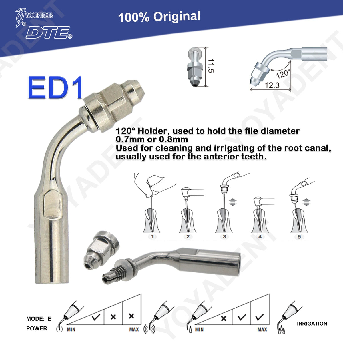 Endodontic Ultrasonic Tips and Accessory Options by Woodpecker DTE, ED-Series Model Selections with TD-1L and HD-7L Choices for Dental Equipment