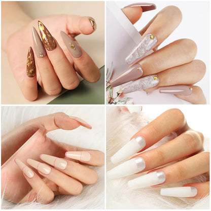 Gel Nail Polish Kit by LNWPYH with Listed 10 Polish Colors, 4 Extension Gel Colors, Base and Top Coats, UV LED Lamp and Electric Drill for Adult Nail Art