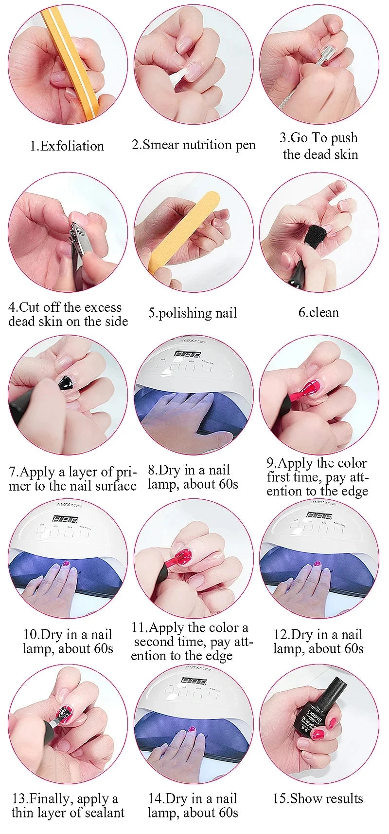 18-Color Gel Nail Polish Kit by LNWPYH with Three Extension Gel Colors, Base and Top Coats, UV LED Lamp and Nail Drill Reference for Adult Manicure Designs