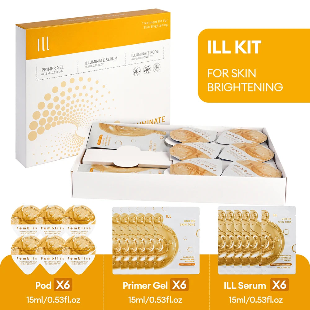 Facial Pod Serum and Gel Kit with Listed Six 8g Pods, Six 8ml Serums and Six 15ml Gels, Seven Type Choices and Separate Bubble Pen Option