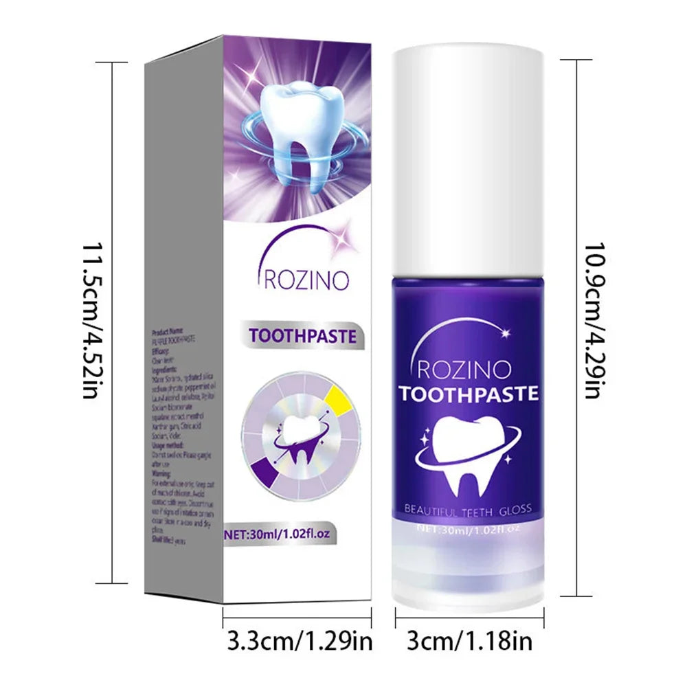 V34 Purple Toothpaste Serum with Color-Correcting Concept, 1-Piece, 2-Piece or Seven-Piece Box Options for Label-Guided Adult Oral Care Routines