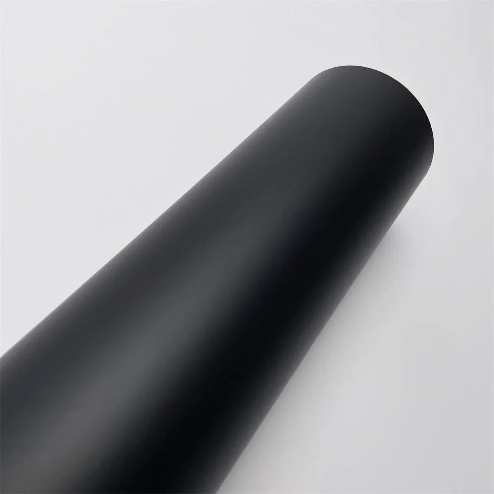 Matte Black Vinyl Wrap with Air Release Channels, Self-Adhesive 0.13mm Car and Motorcycle Styling Film in Four Sheet Sizes for Compatible Smooth Surfaces