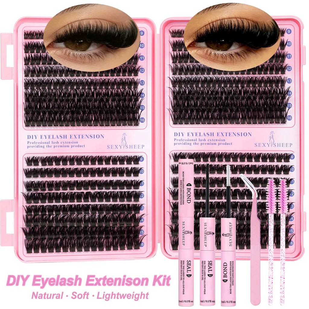 Faux Mink Cluster Lashes for DIY Makeup, Soft Lightweight 3D Wispy False Eyelashes with Fine Bands and Multiple Style Options for At-Home Looks