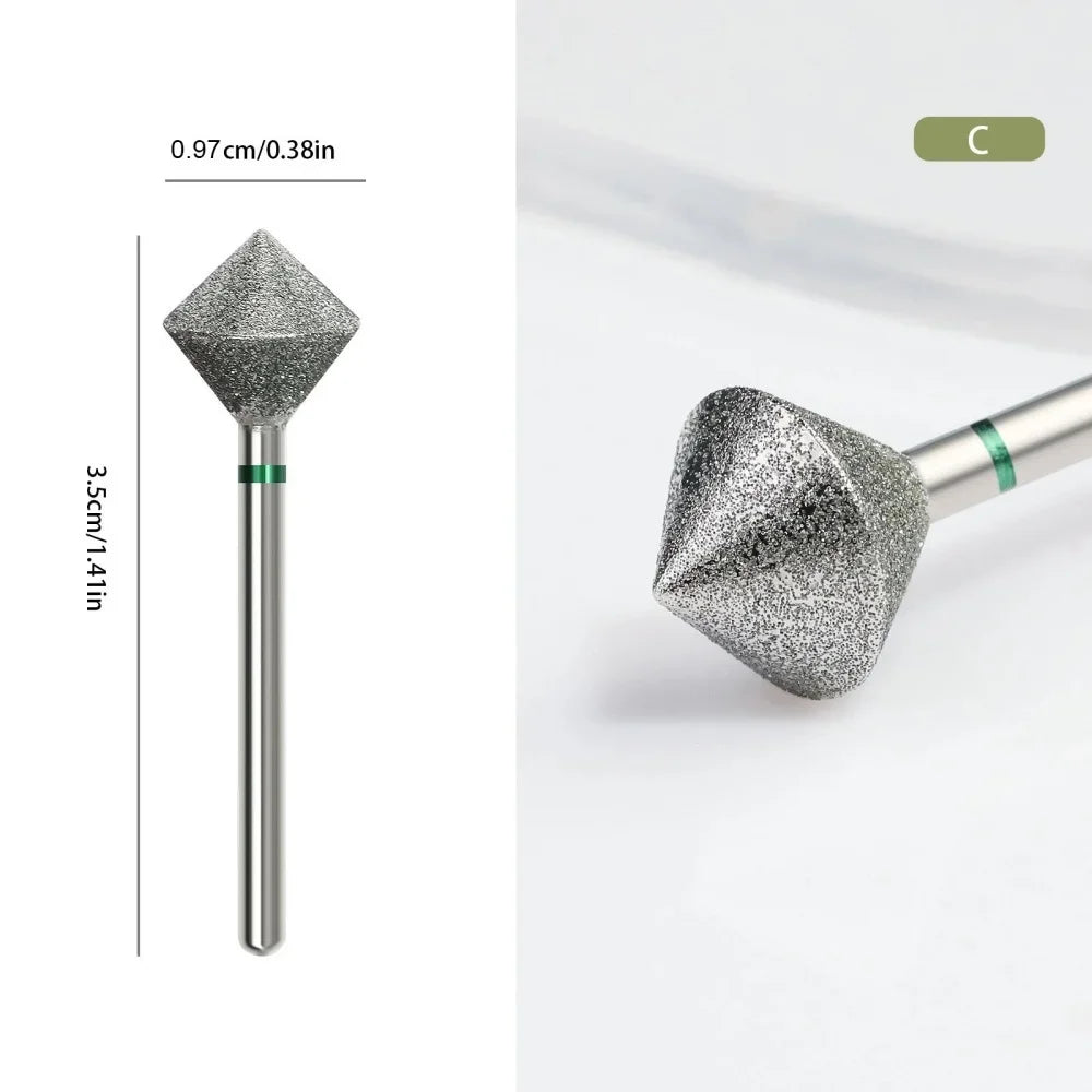 Diamond Cuticle Nail Drill Bit with 3/32-Inch Shank, Single Rotary Manicure Burr in Green or Blue Options for Compatible Electric Nail File Machines