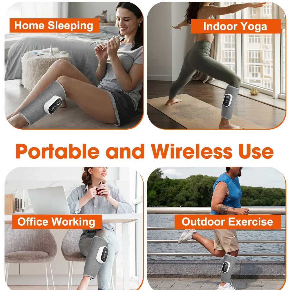 Three-Mode Calf Air Massager with 15-Minute Timer, 1800mAh Rechargeable Battery, Linen Mesh Wrap and One- or Three-Level Single and Pair Options