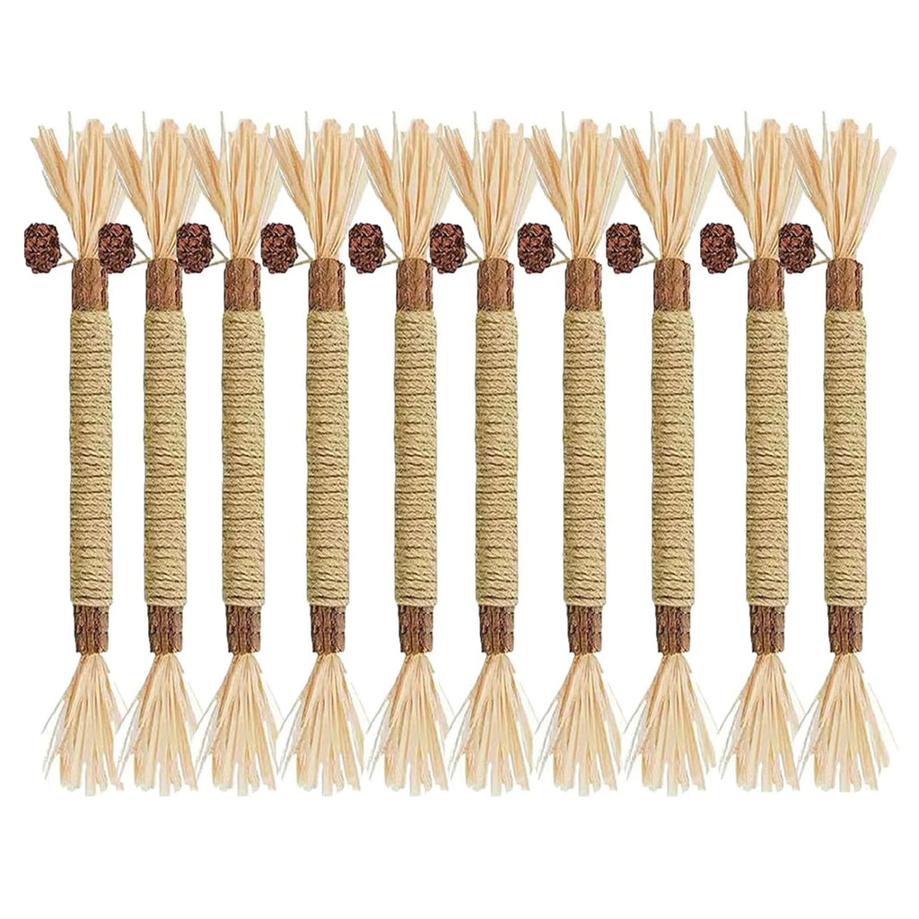 Silvervine Cat Sticks with Hemp Rope, Natural Wood Pet Play Toys for Supervised Indoor Exploration and Interactive Sessions, Pack Options from 3 to 20 Pieces