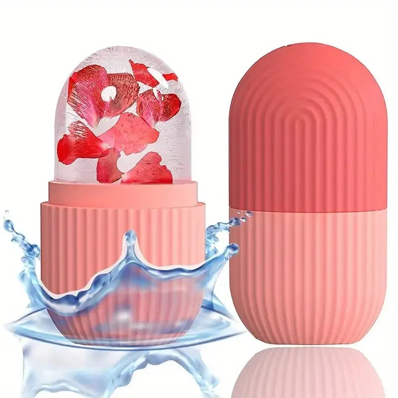 Facial Ice Massage Capsule with Listed Silicone Mold Design, Single Beauty Tool in Eight Color Options for Adult At-Home Cooling Self-Care Routines