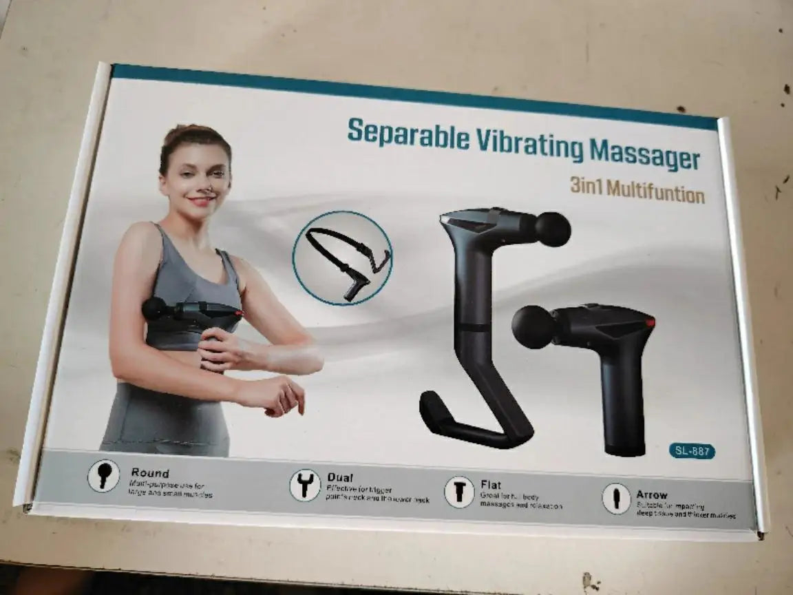 Long-Handle Massage Gun in Dark Gray with 1500mAh Battery, Type-C Charging and Listed 2600–3300rpm Motor Speed for Adult Personal Massage Routines