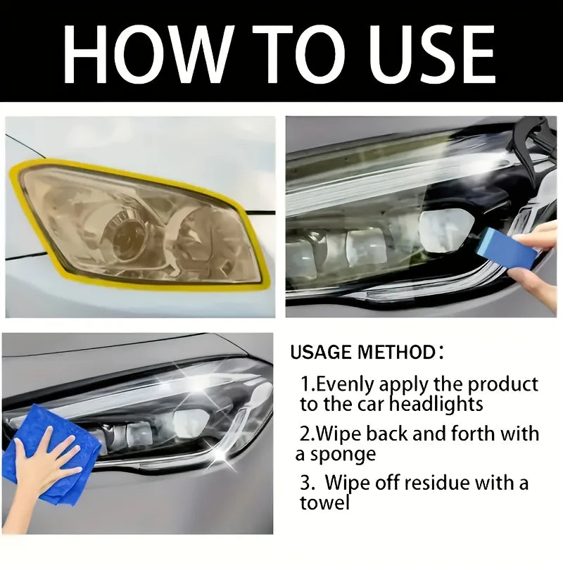Headlight Restorer Fluid in Listed 100ml Size for Compatible Car Lens Surface Care, Exterior Vehicle Detailing and DIY Appearance Maintenance