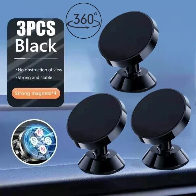 Magnetic Car Phone Holder with Fixed or 360-Degree Rotating Model Options, Dashboard and Wall Mounting References in Black, Silver, Gold and Rose Gold