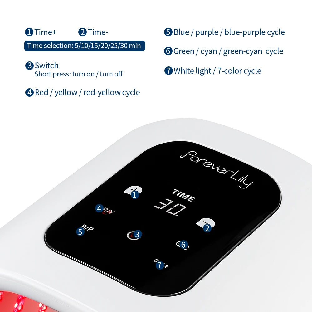 LED Beauty Light Machine with Foldable Face and Body Design, Seven Color and Heating Model References, Eye Protection and Regional Plug Options