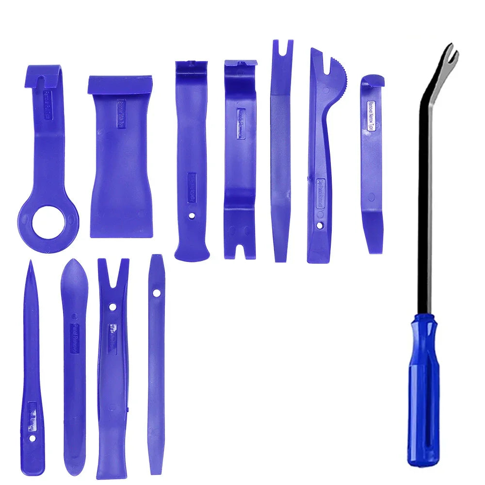 Car Trim Removal Tools with Red or Blue 5, 11 and 12-Piece Kit Options plus Separate Pliers, Manual Accessories for Door Panels, Clips and Dashboard Trim