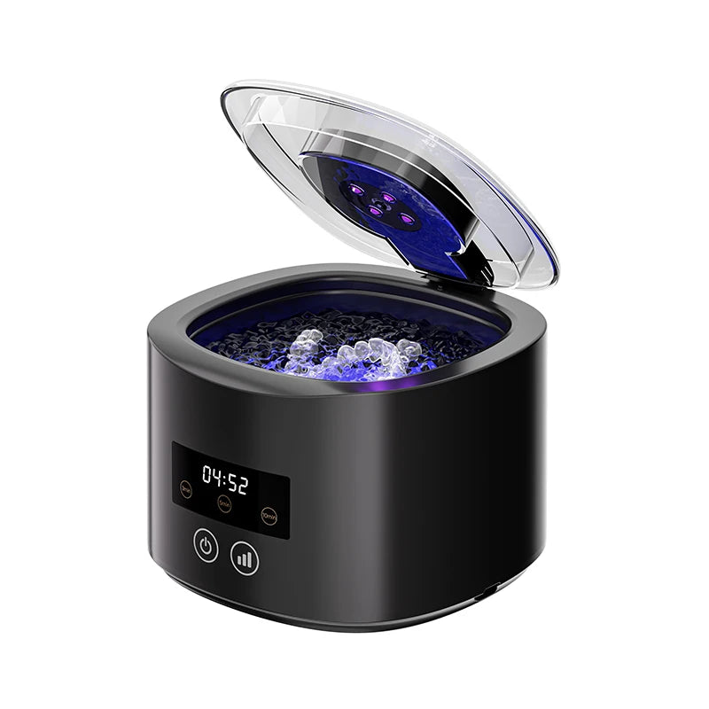 Ultrasonic Retainer Cleaner with Listed 45kHz Frequency, Black Portable Dental Cleaning Pod for Compatible Removable Dentures, Retainers and Mouth Guards