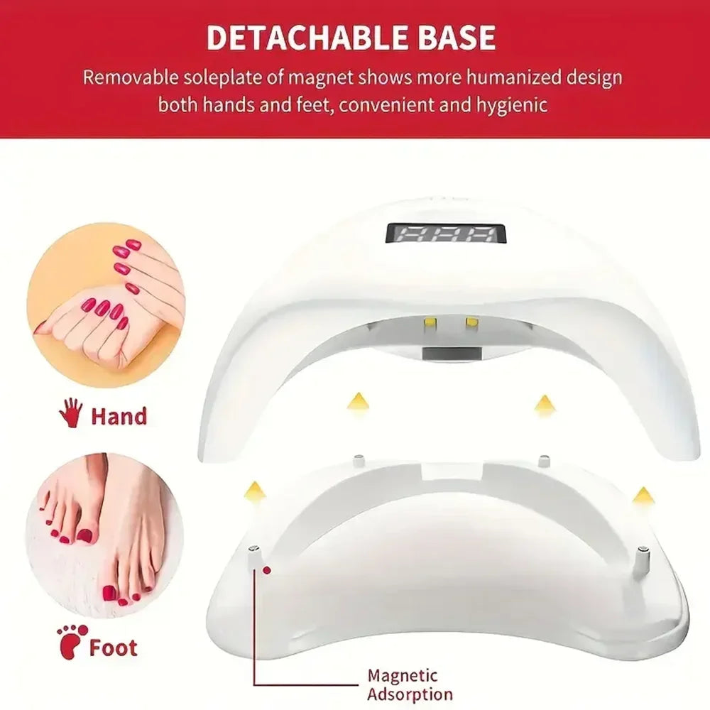 48W UV LED Nail Lamp for Gel Manicures and Pedicures, 24 Listed LED Beads with Pink or White Color Choices and USB, EU or US Power Options