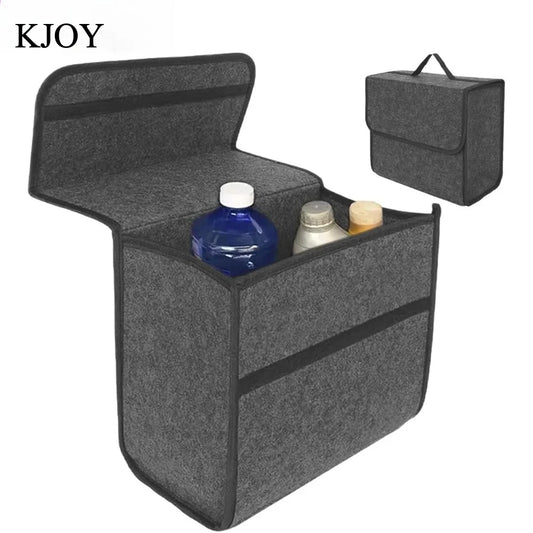 Foldable Felt Car Storage Box, Dark Gray Polyester Trunk Organizer in Two Listed Sizes with 2mm or 3mm Thickness Options for Vehicle Accessories