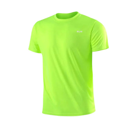 Men's Round Neck Workout T-Shirt with Short Sleeves, Listed Quick-Dry Moisture-Wicking Lightweight Gym and Running Top in Eight Colors, Asian Sizes M to 4XL