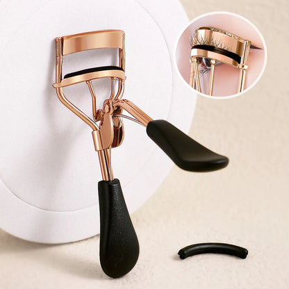 Stainless Steel Eyelash Curler with 15 Silicone Pads, Portable Lash Curling Tool in Seven Color Options for Everyday Makeup and Travel Beauty Kits