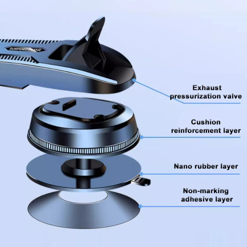 SEAMETAL Dashboard Phone Holder with Adjustable Cradle and Quick-Release Button, Listed 180-Degree Tilt, Mirrored or Textured Options for Compatible 3–7 Inch Phones