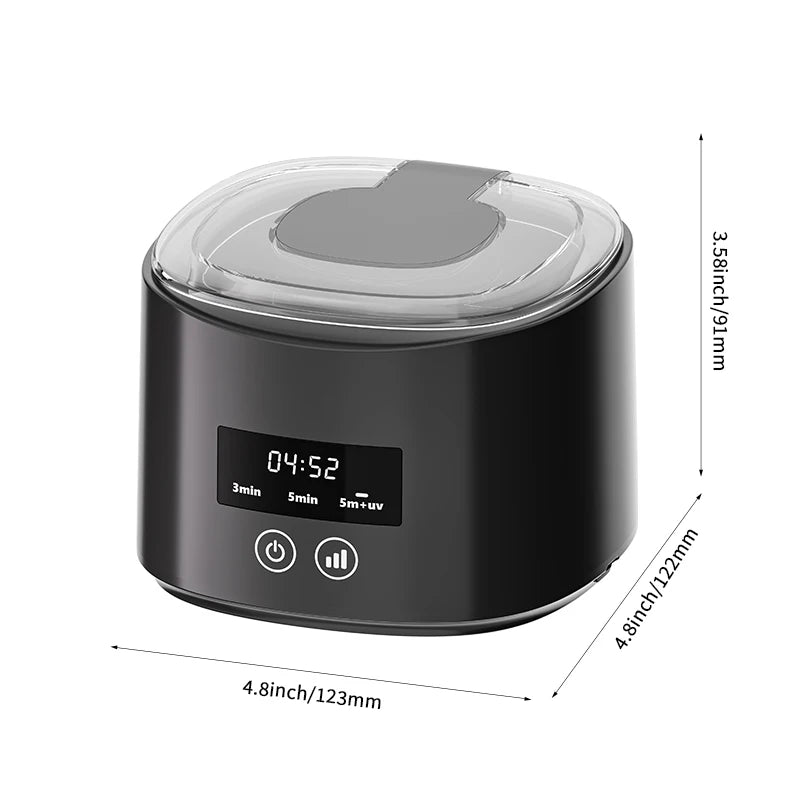 Three-Mode Retainer Cleaner with Black Portable Design, Automatic Cleaning Device for Compatible Removable Dentures, Dental Appliances and Selected Jewelry Care