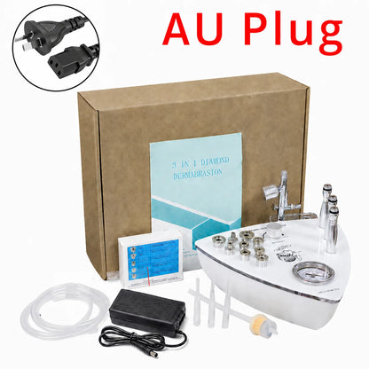 Diamond Microdermabrasion Machine for Adult Facial Care, 3-in-1 Beauty Device with Listed 65–68 cmHg Vacuum and US, UK or AU Option Labels